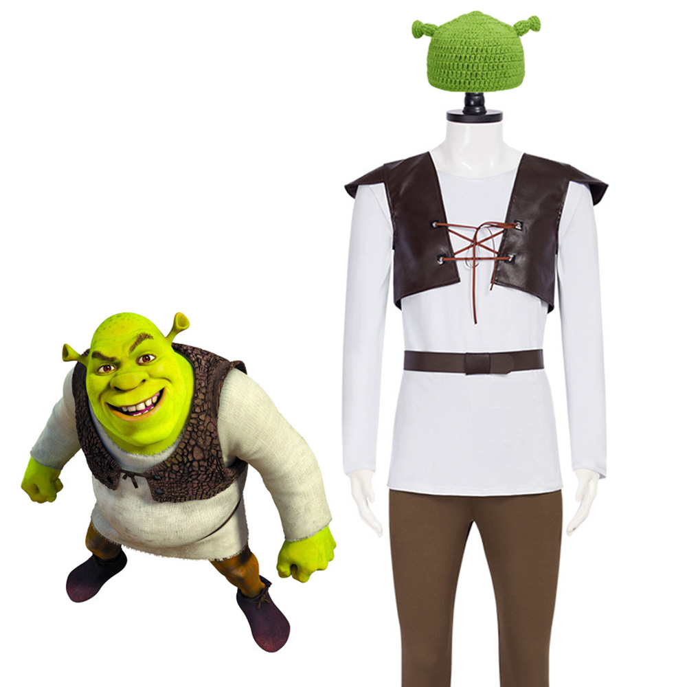 Leather Work Hat - Disfraces de Cosplay Shrek, sombrero verde,
