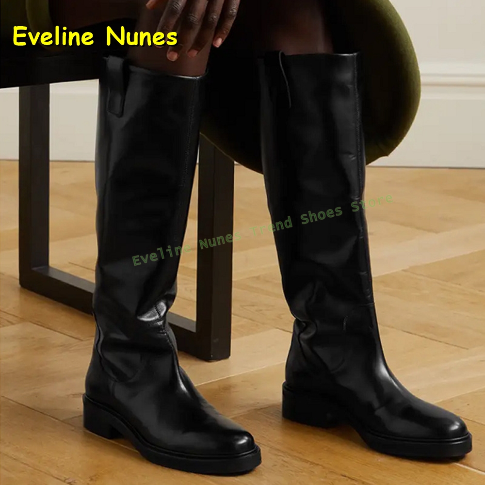 Leather Work Women Shoes - Botas Altas de Cuero Negro para