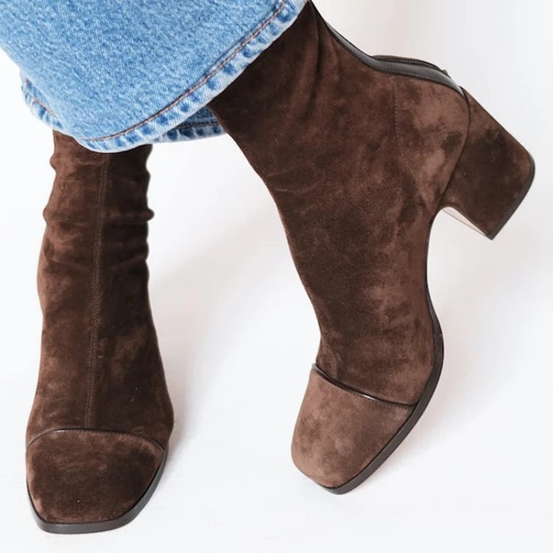Leather Work Women Shoes - Botas de cuero de gamuza para