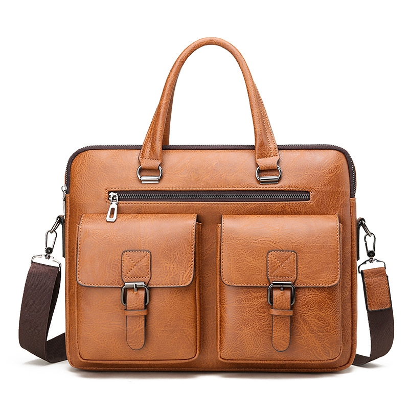 Maletín de negocios de marca d - Leather Work Laptop Bag reseña y precio