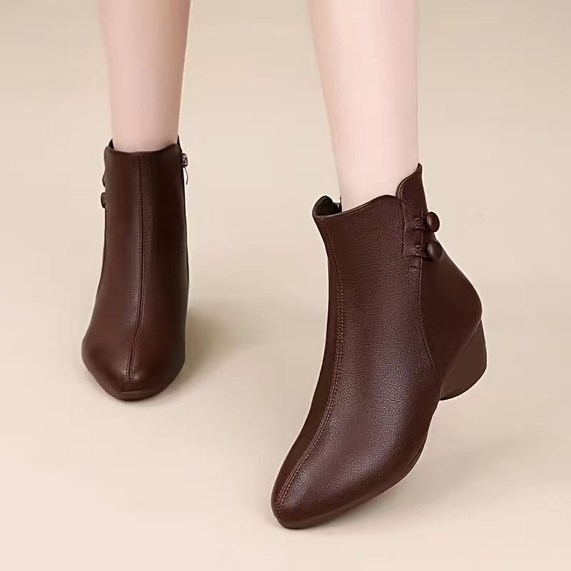 Botines de Cuña Media para Muj - Leather Work Women Shoes reseña y precio
