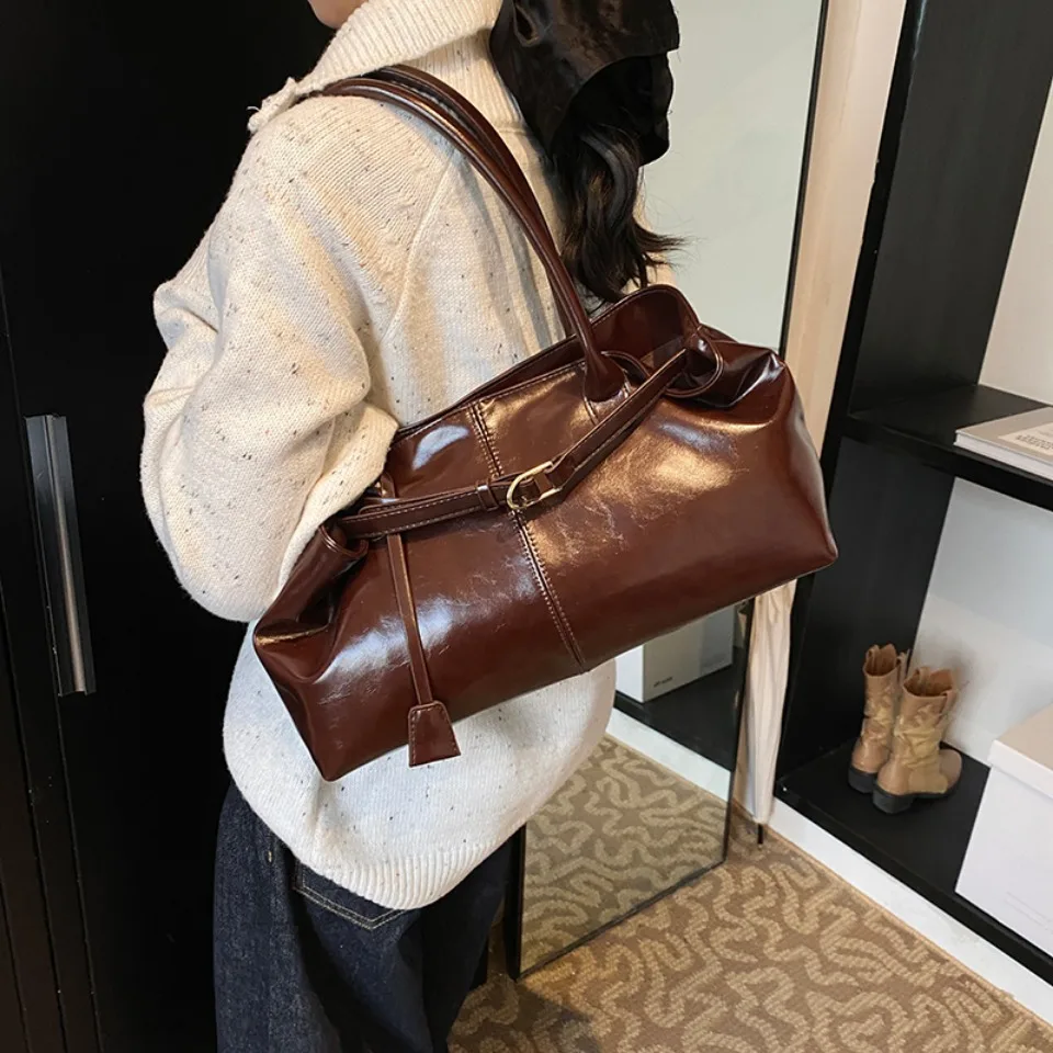 Bolso Hobo de cuero PU con ace - Leather Work Bag Women reseña y precio