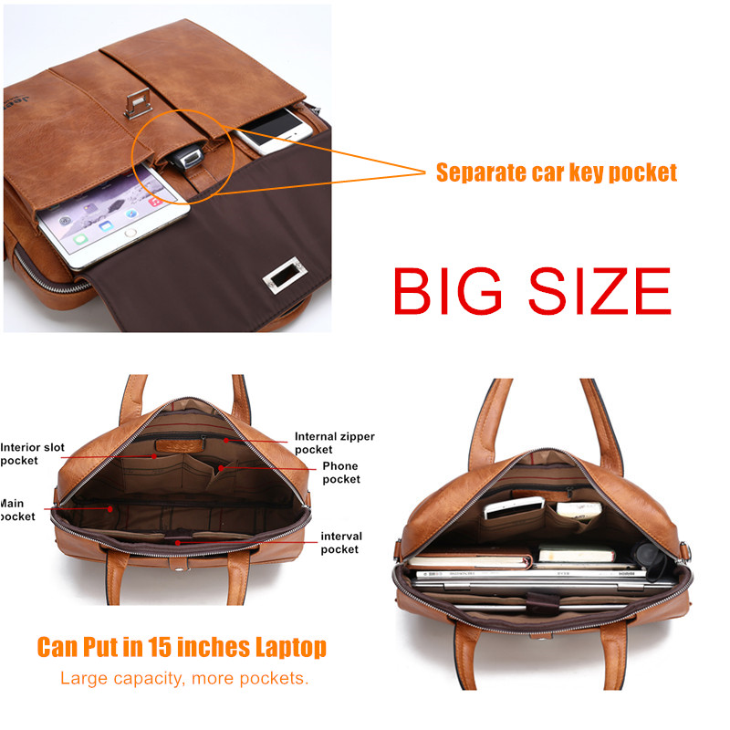 Maletín de Cuero para Hombre J - Leather Work Laptop Bag reseña y precio